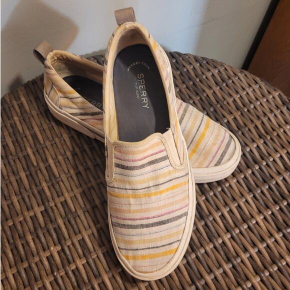 Sperry Top-Sider STS87363 Slip-On Sneakers Sz 10 Pastel Stripe Coastal Grandma - Picture 6 of 8